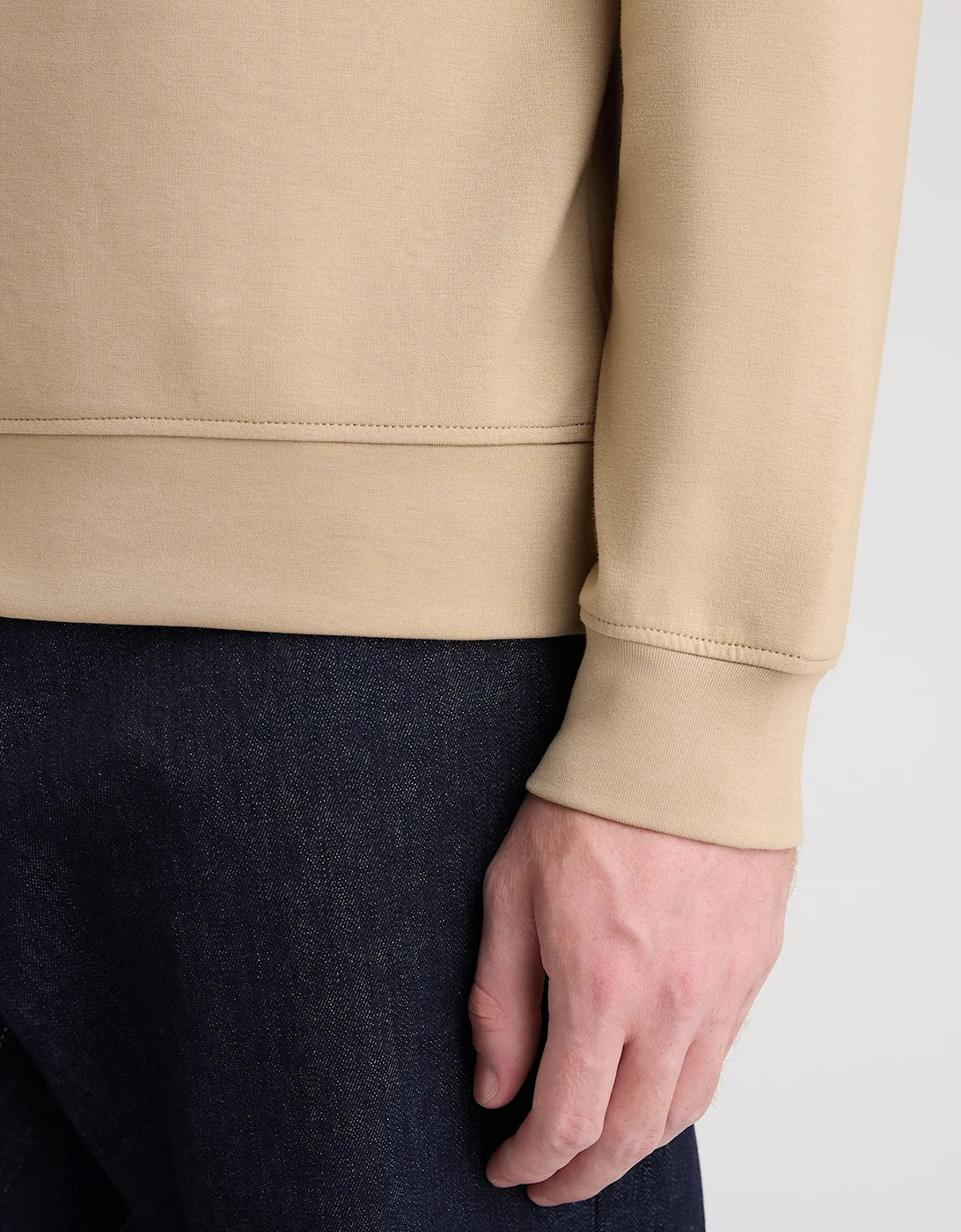 Remus Uomo Half Zip Long Sleeve Jersey Jumper STONE
