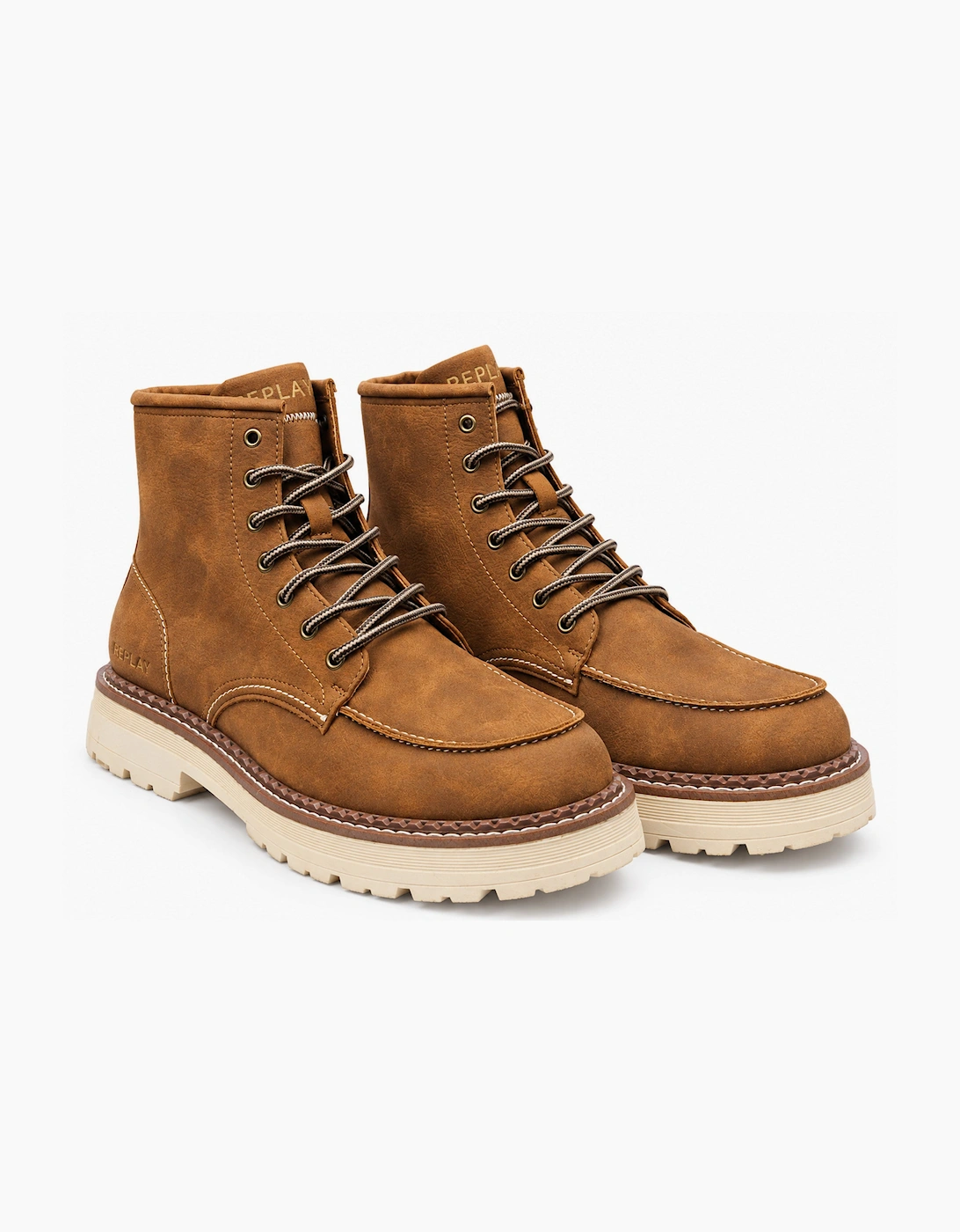 Replay Oblivion Iconic Lace Up Moc Toe Boot TAN