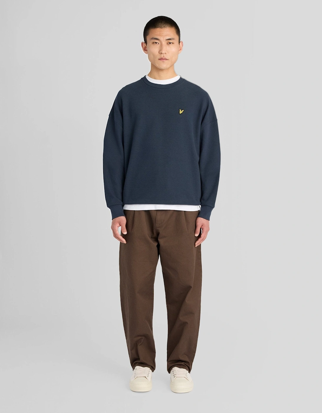 Textured Rib Crew Neck Sweatshirt