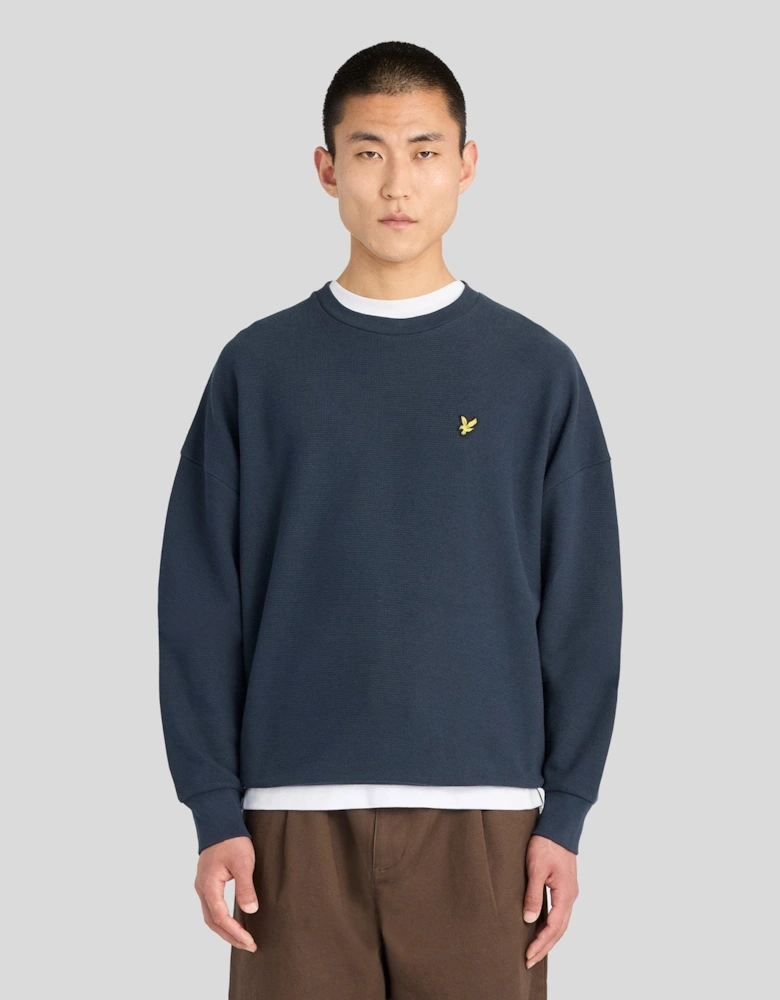 Textured Rib Crew Neck Sweatshirt