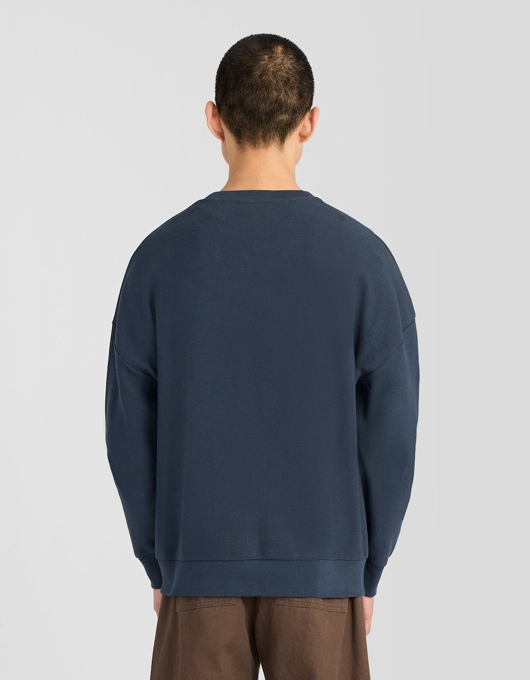 Textured Rib Crew Neck Sweatshirt