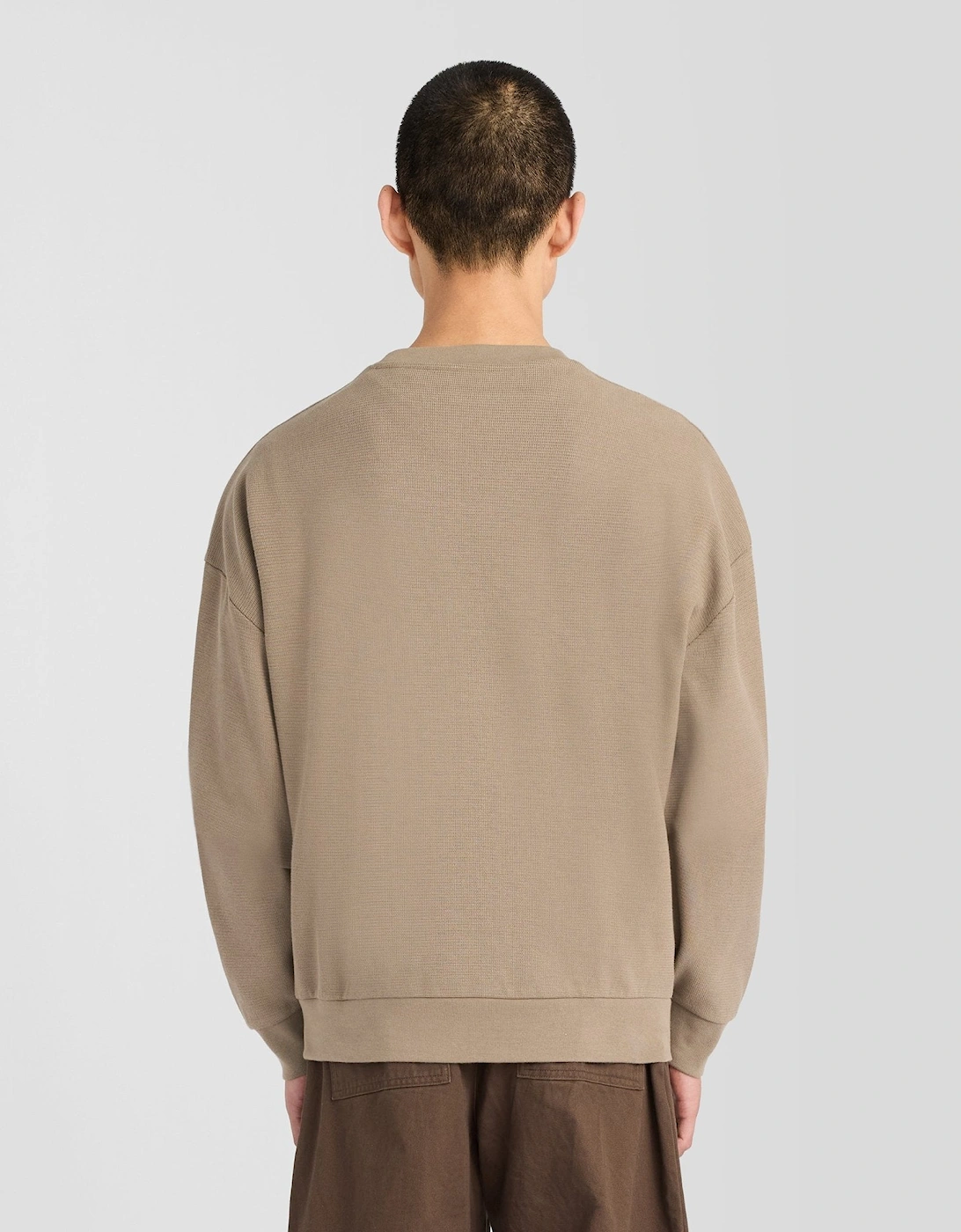 Textured Rib Crew Neck Sweatshirt