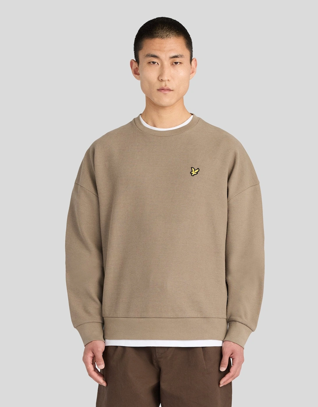 Textured Rib Crew Neck Sweatshirt
