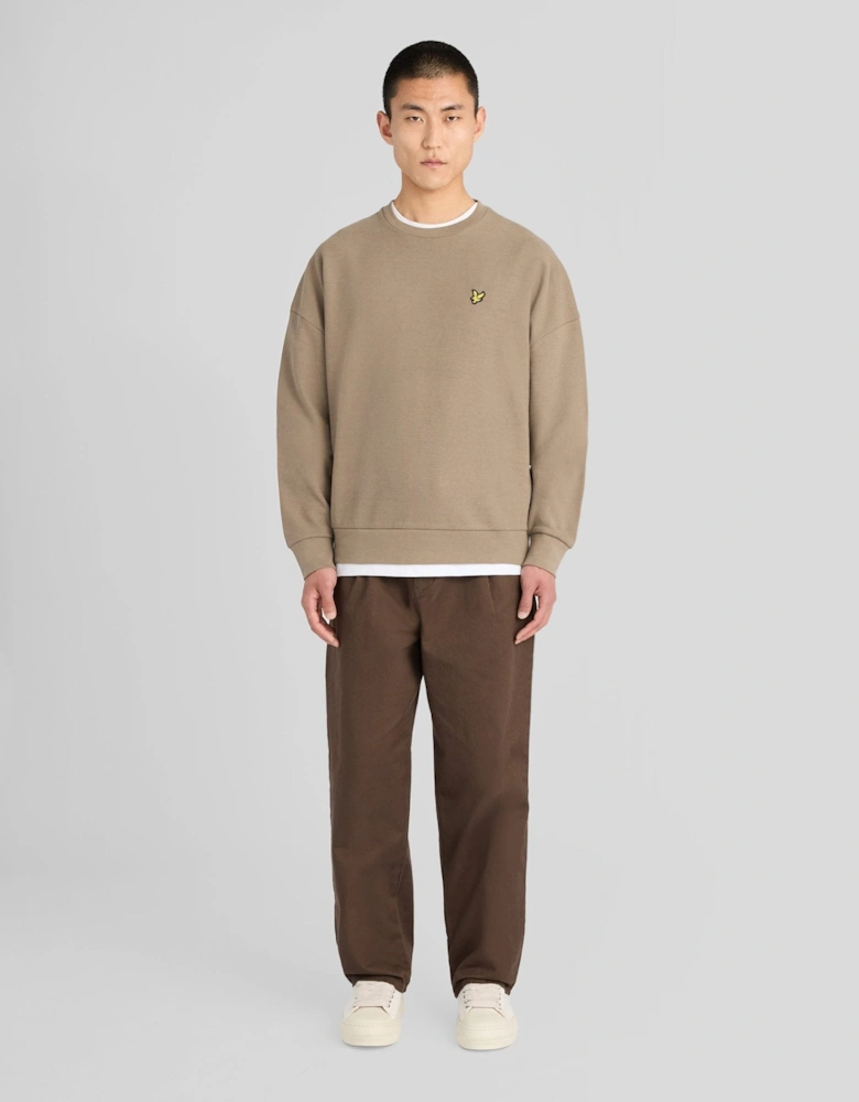 Textured Rib Crew Neck Sweatshirt