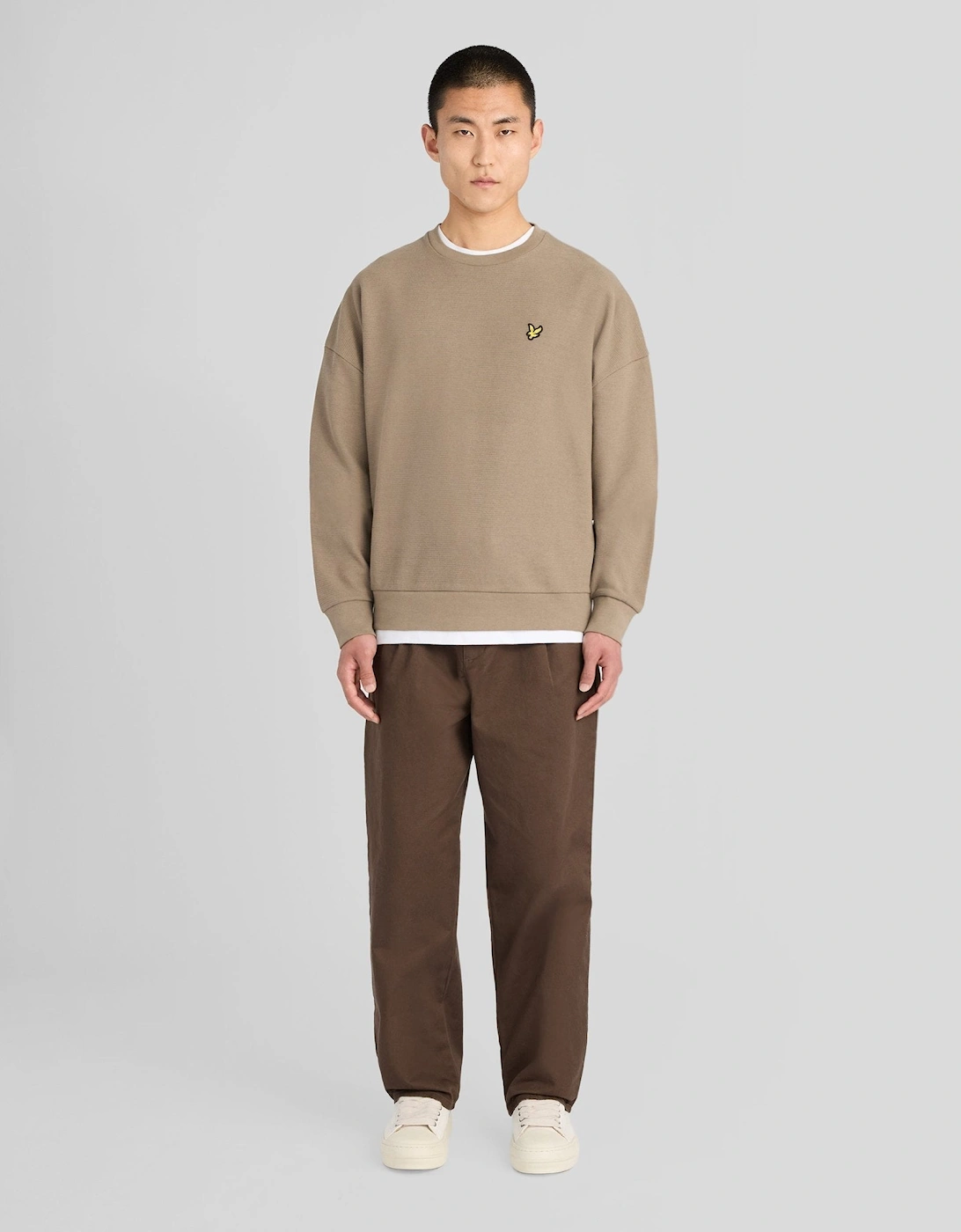 Textured Rib Crew Neck Sweatshirt
