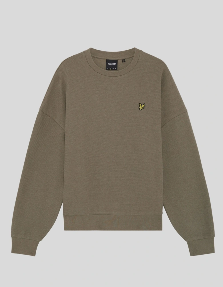 Textured Rib Crew Neck Sweatshirt