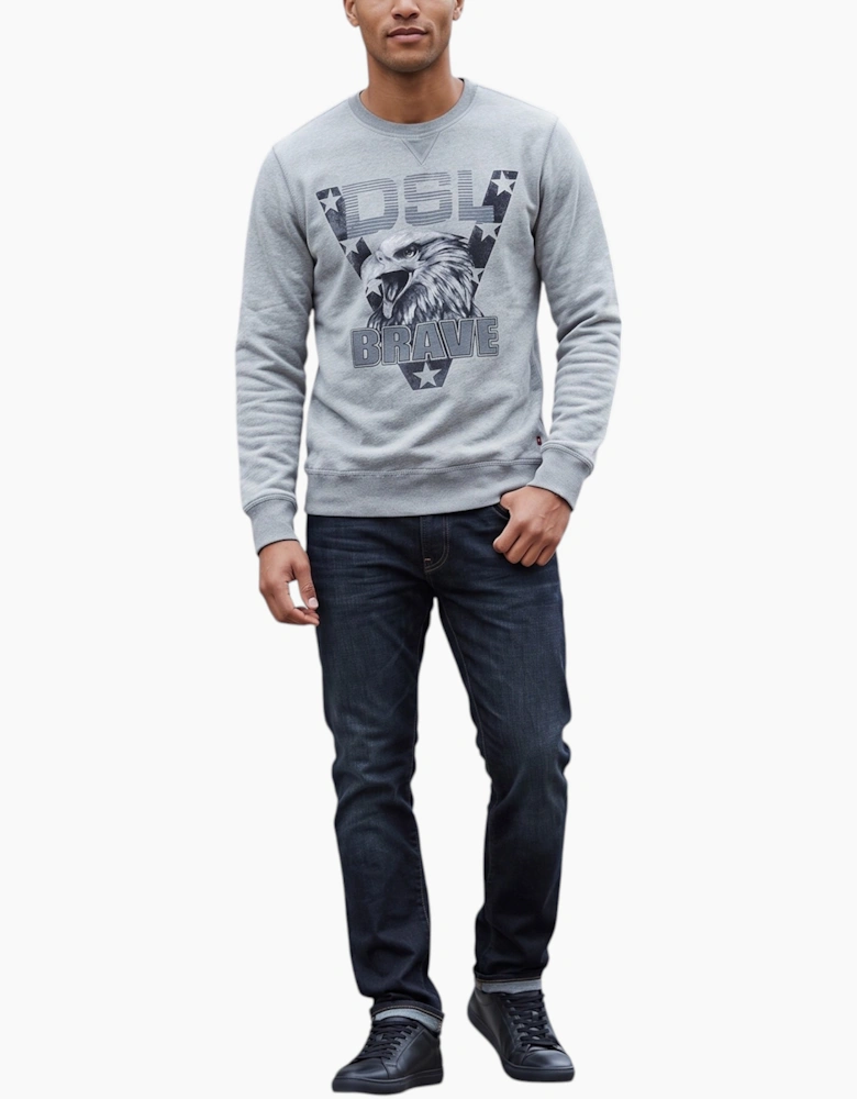 DIESEL S JOE AD Mens Sweatshirt Crew Neck Casual Jumper Pullover Grey Cardigan