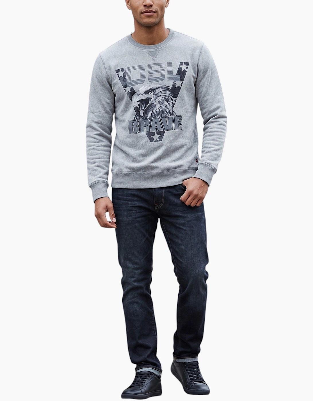 DIESEL S JOE AD Mens Sweatshirt Crew Neck Casual Jumper Pullover Grey Cardigan