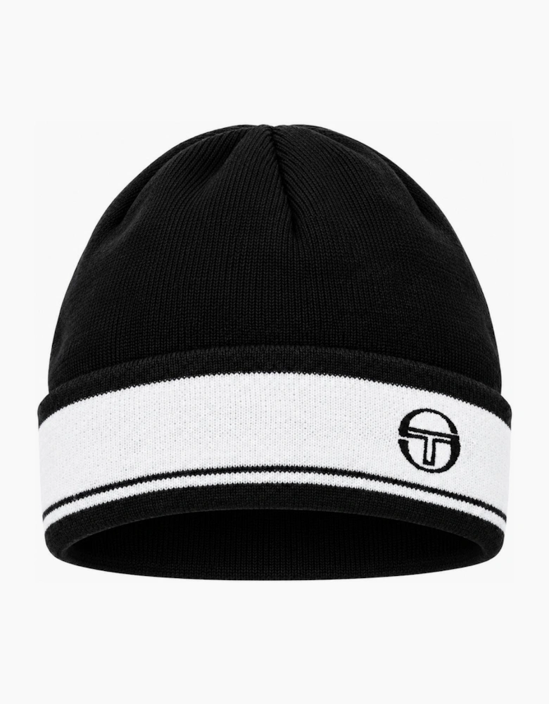 Sergio Tacchini Sellarz Jacquard Stripe Beanie Hat Black/White