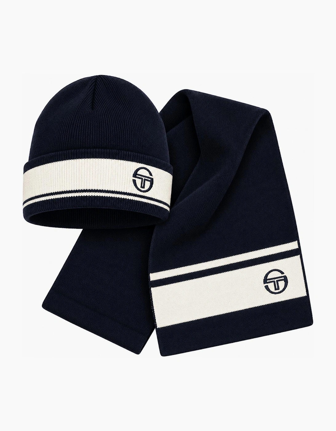 Sergio Tacchini Originale Beanie Hat & Scarf Box Set Maritime Blue/Gardenia
