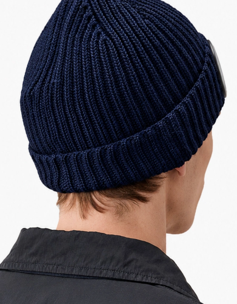 CP COMPANY EXTRA FINE KNITTED BEANIE TOTAL ECLIPSE