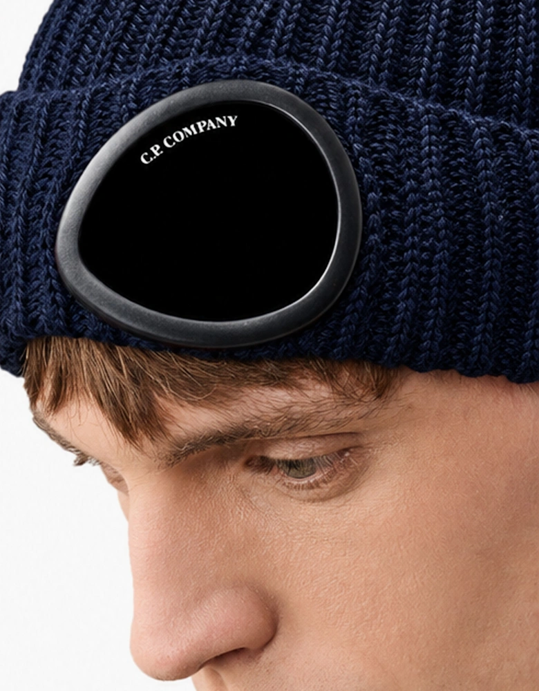 CP COMPANY EXTRA FINE KNITTED BEANIE TOTAL ECLIPSE