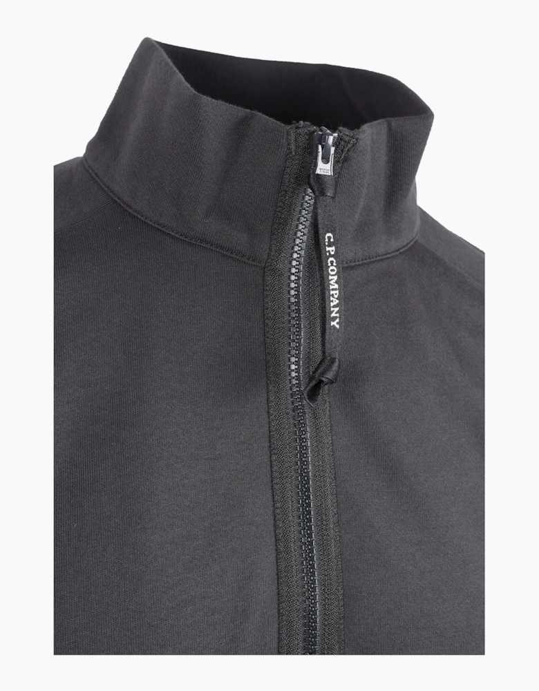 CP COMPANY DIAGONAL RAISED HALF ZIP SWEATSHIRT RAVEN