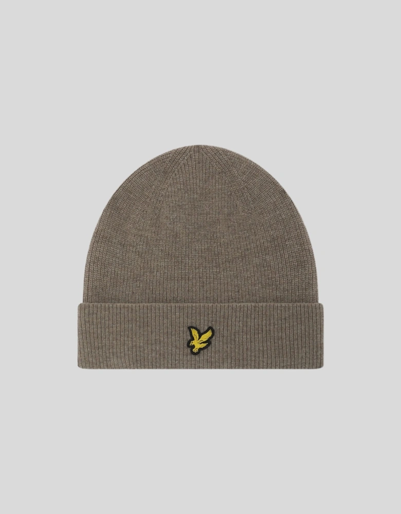 Lambswool Blend Ribbed Beanie