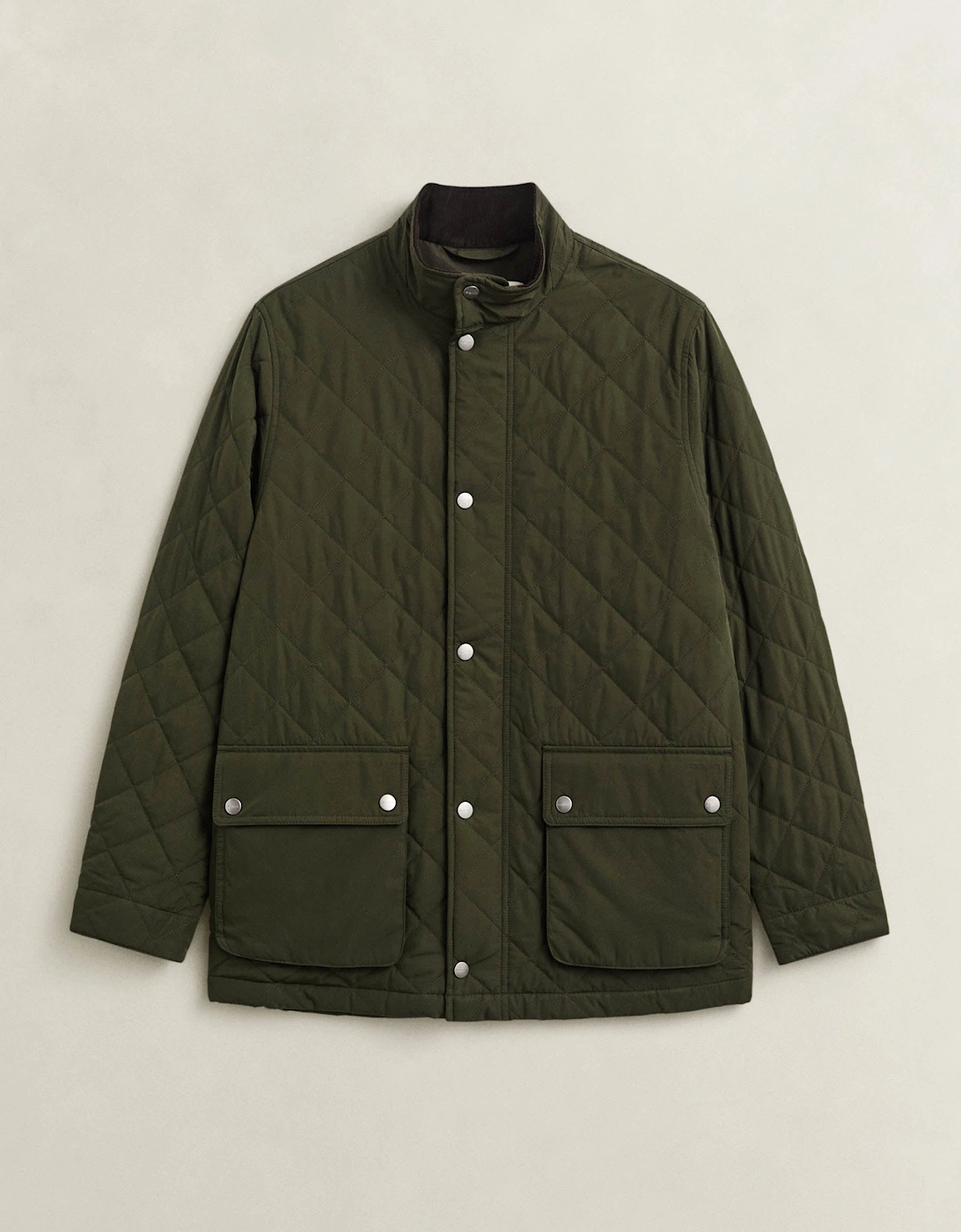 Men's GANT Mens Quilted Mid Jacket - 368 Dark Moss Green - Tan - Size: 40/Regular