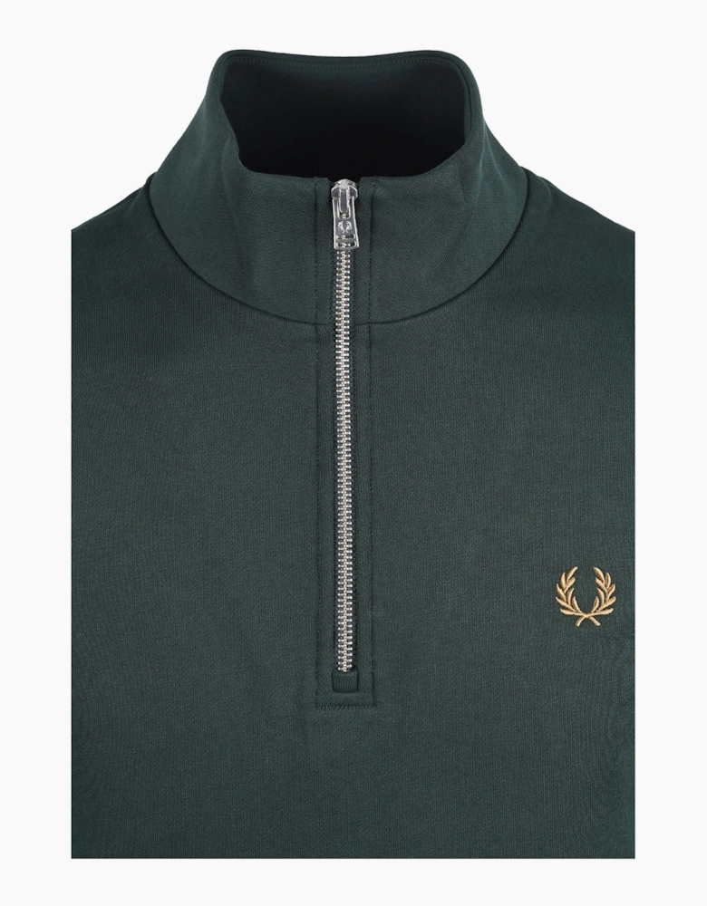 FRED PERRY HALF ZIP SWEATSHIRT GRASSROOTS/ECRU/ BRONZE