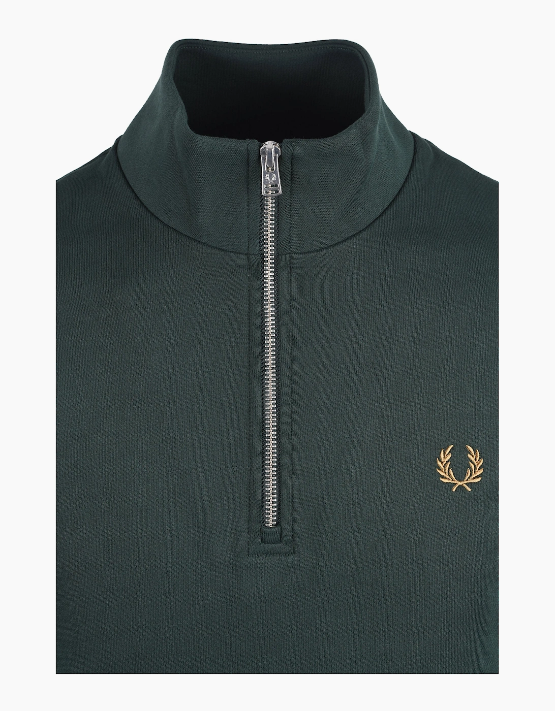 FRED PERRY HALF ZIP SWEATSHIRT GRASSROOTS/ECRU/ BRONZE