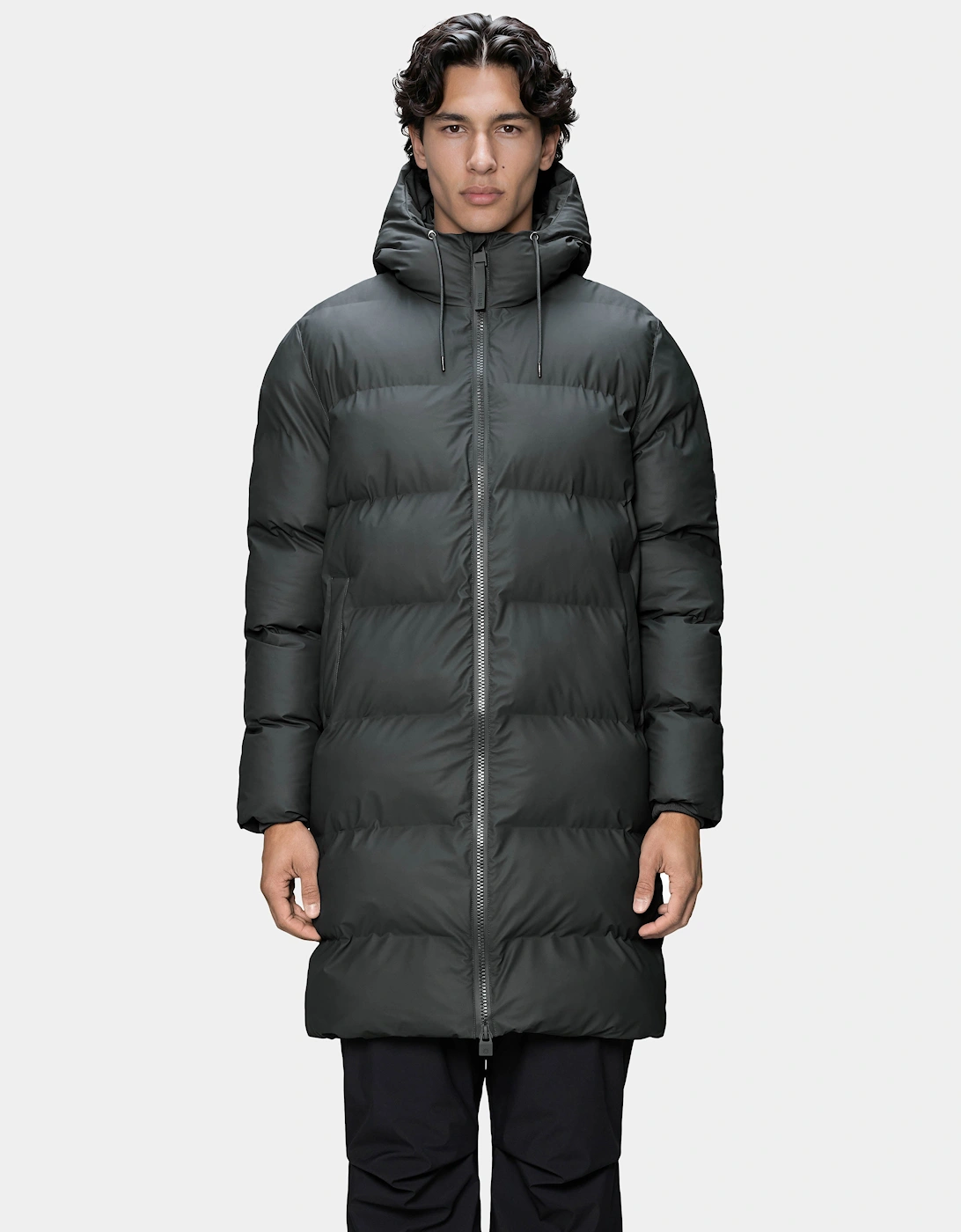Rains Alta Long Unisex Puffer Jacket - 153 Dark Grey