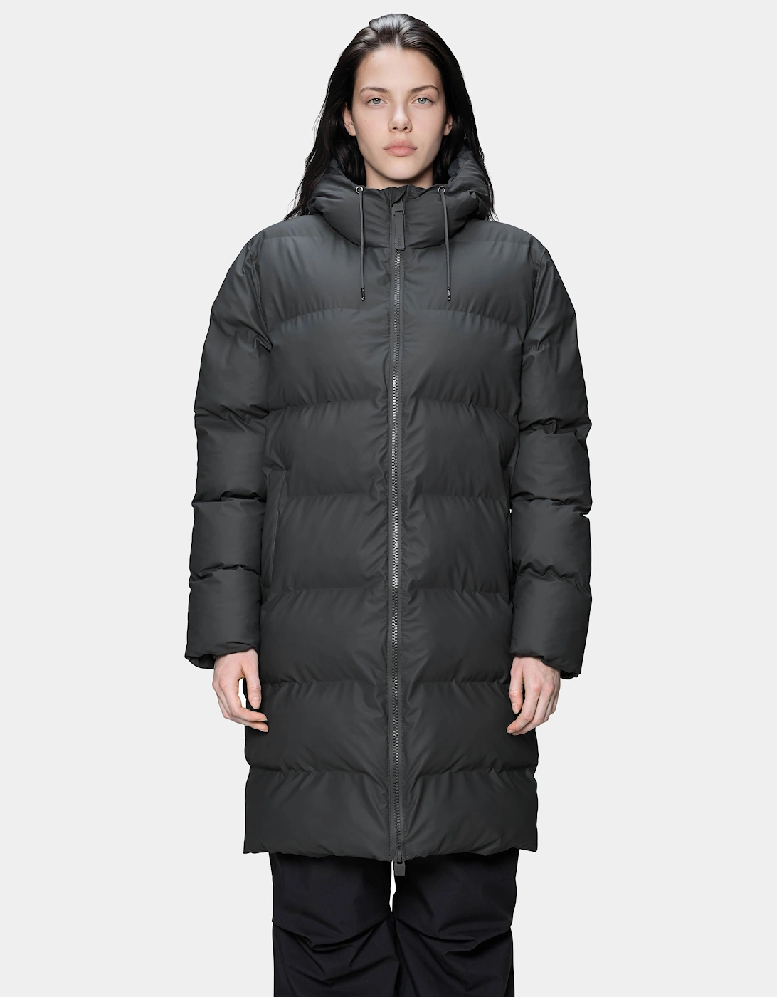Rains Alta Long Unisex Puffer Jacket - 153 Dark Grey