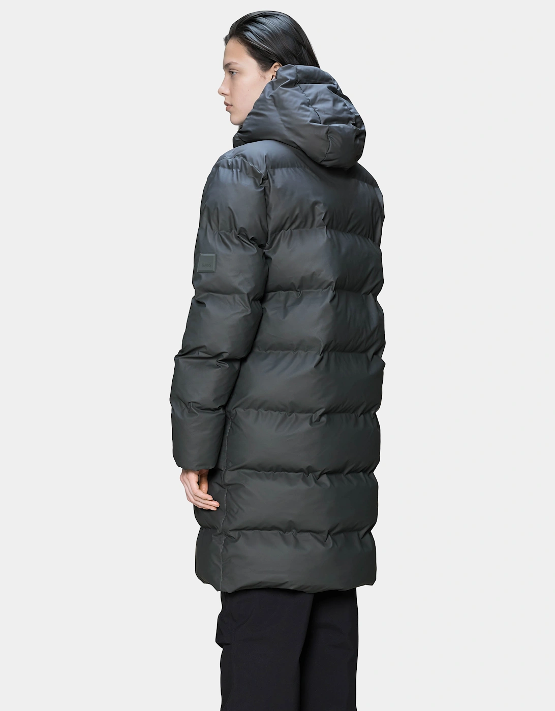 Rains Alta Long Unisex Puffer Jacket - 153 Dark Grey
