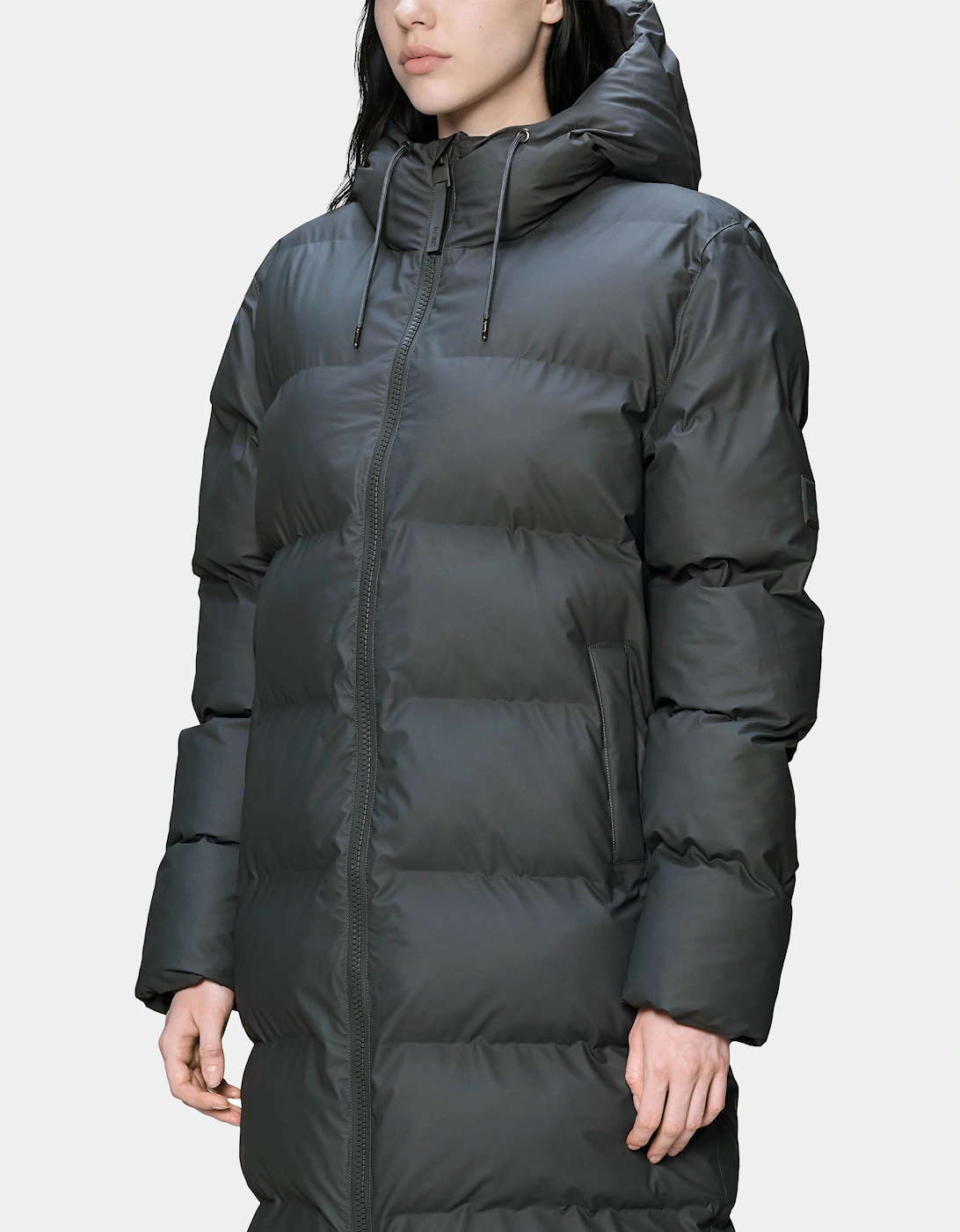 Rains Alta Long Unisex Puffer Jacket - 153 Dark Grey