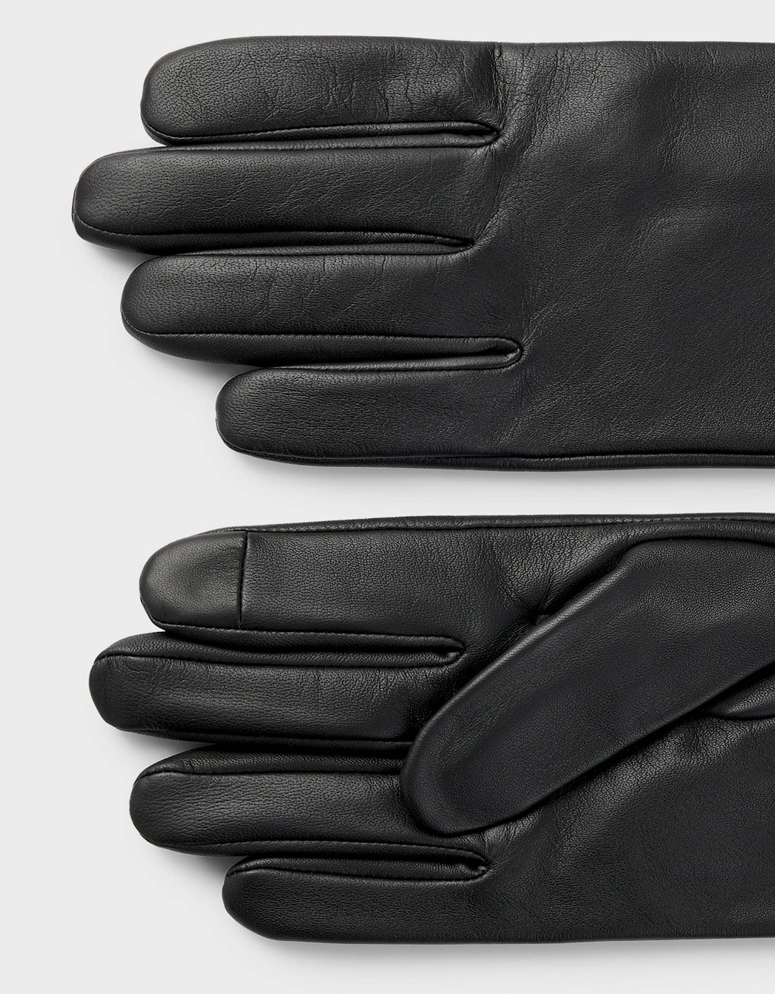 BOSS Orange Mens Grained-leather gloves with full lining and lasered logo - Black 001