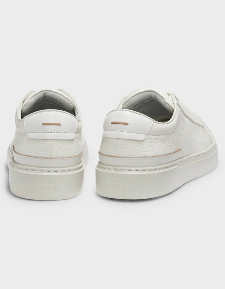 BOSS Orange Gary Mens Trainers in Grained Leather - Open White 112