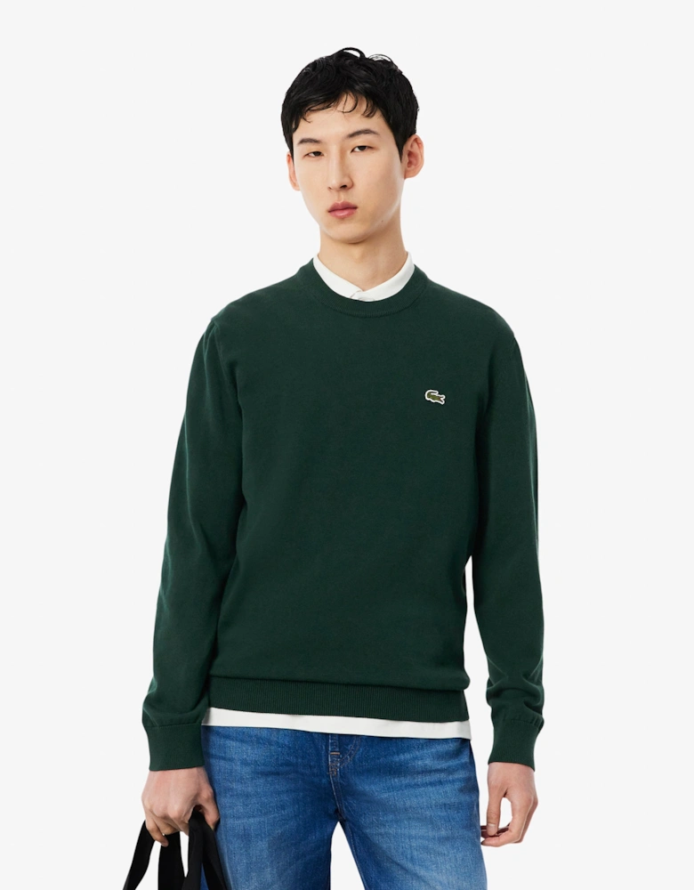 Lacoste Mens Organic Cotton Crew Neck Sweater - Sinople YZP