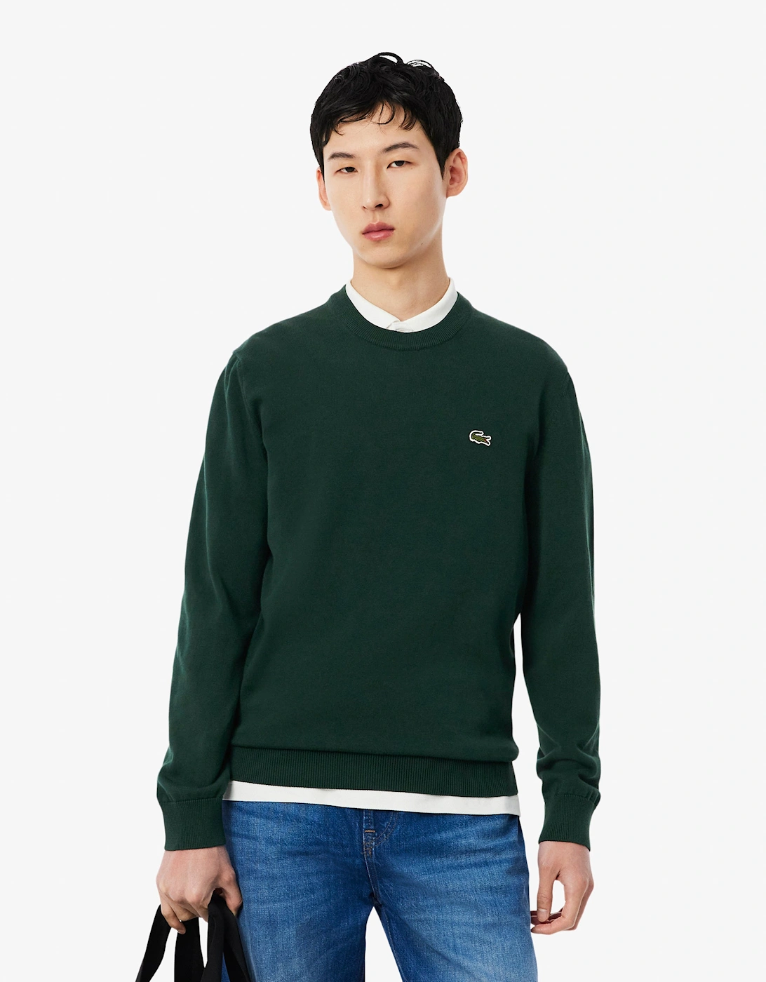 Lacoste Mens Organic Cotton Crew Neck Sweater - Sinople YZP