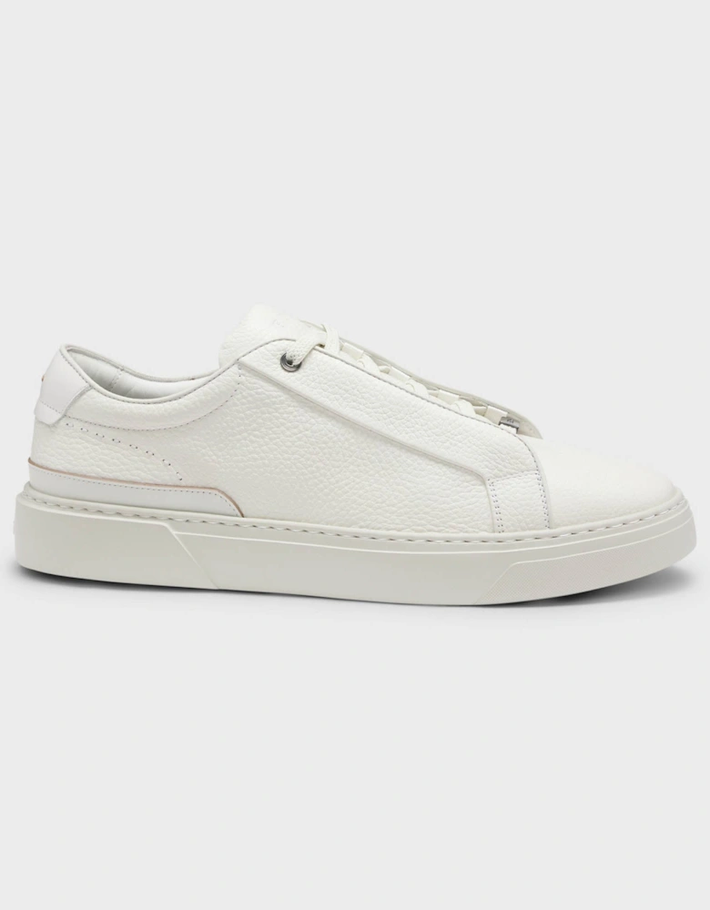 BOSS Orange Gary Mens Trainers in Grained Leather - Open White 112