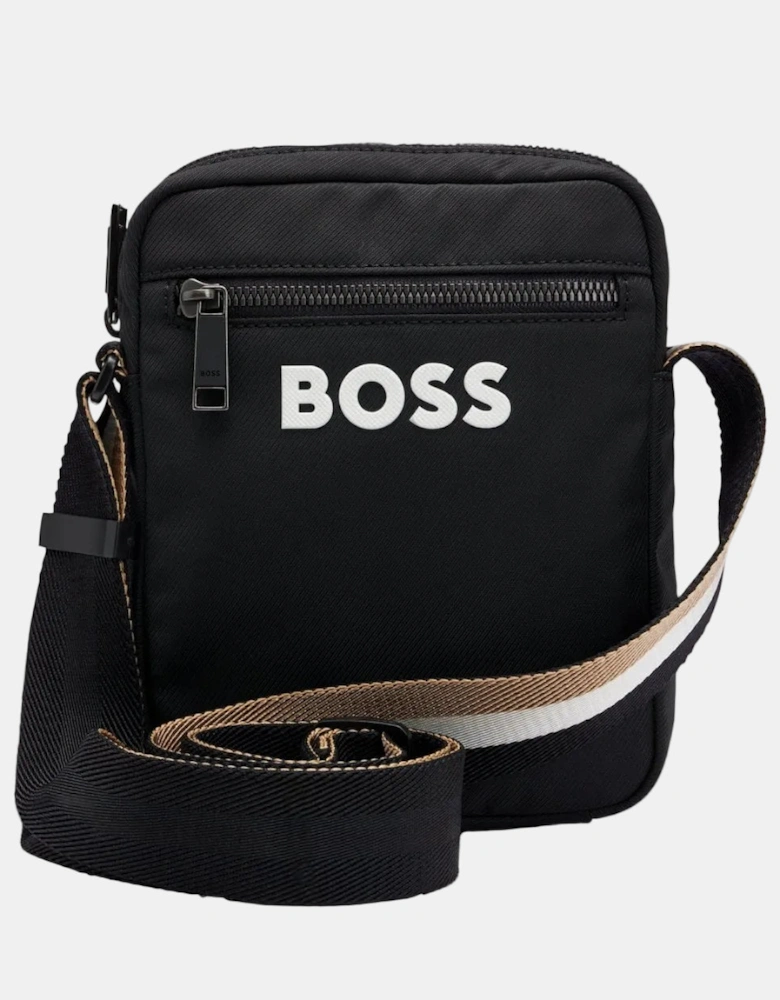 BOSS Orange Catch 3.0 Mens Textured crossbody bag with logo  - Black 001