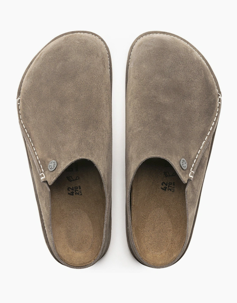 Birkenstock Zermatt Premium Suede Leather Womens Clogs - Grey Taupe