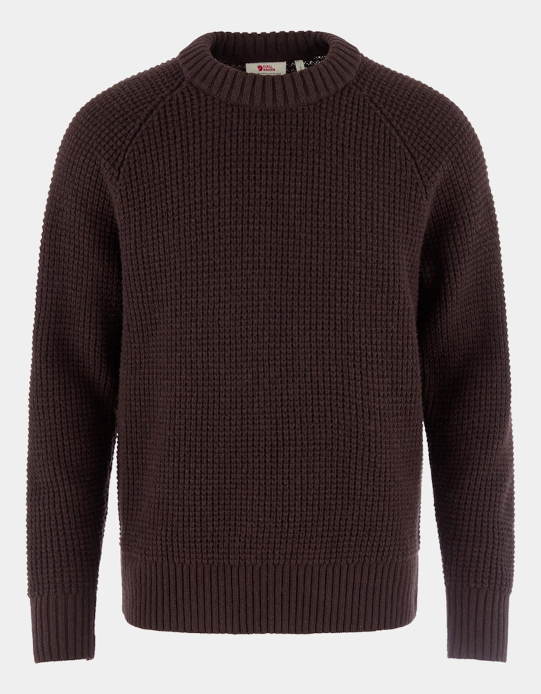 Fjallraven Ovik Waffle Knit Mens Jumper - Black Oak 294