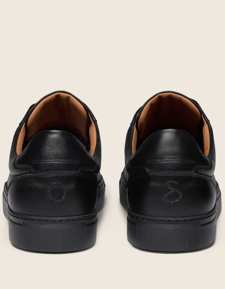 Oliver Sweeney Almada Mens Perforated Leather Trainers - Black/Black