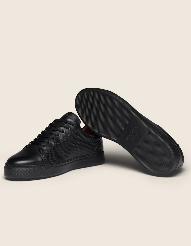 Oliver Sweeney Almada Mens Perforated Leather Trainers - Black/Black