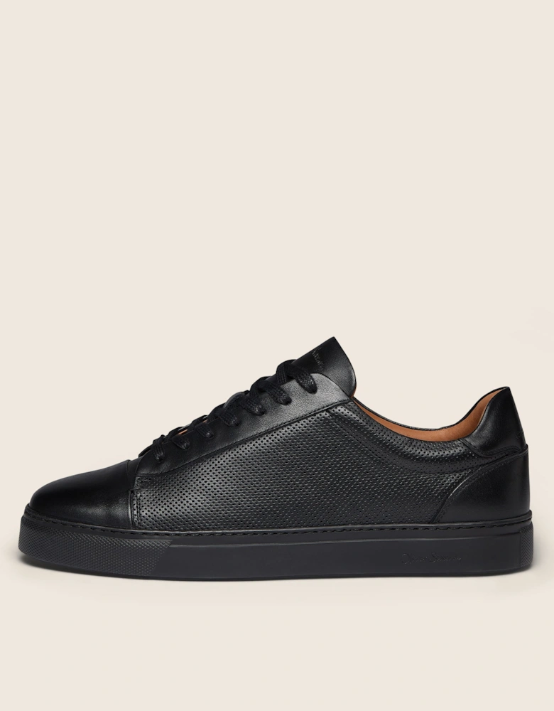 Oliver Sweeney Almada Mens Perforated Leather Trainers - Black/Black