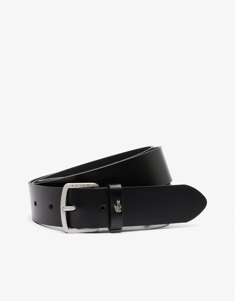 Lacoste Raw Edge Mens Leather Belt - Noir 000