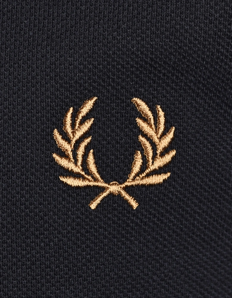 FRED PERRY TWIN TIPPED POLO BLK/SNOWWHT/BRNZ