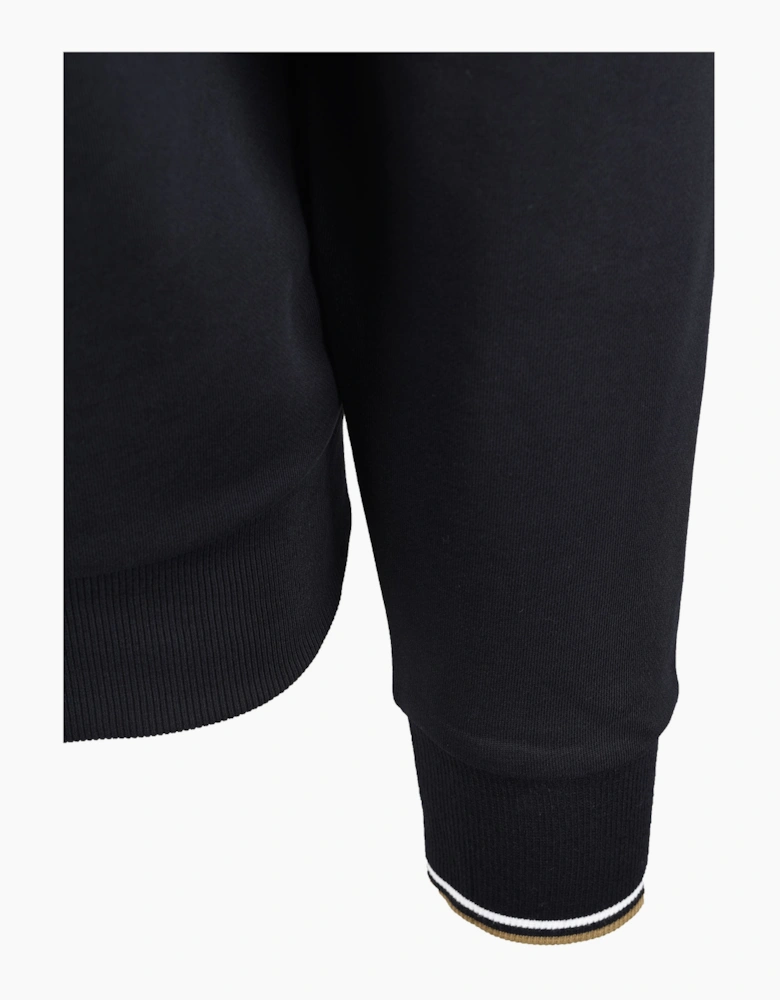 FRED PERRY HALF ZIP SWEATSHIRT BLACK/ SNOW WHITE/ BRONZE
