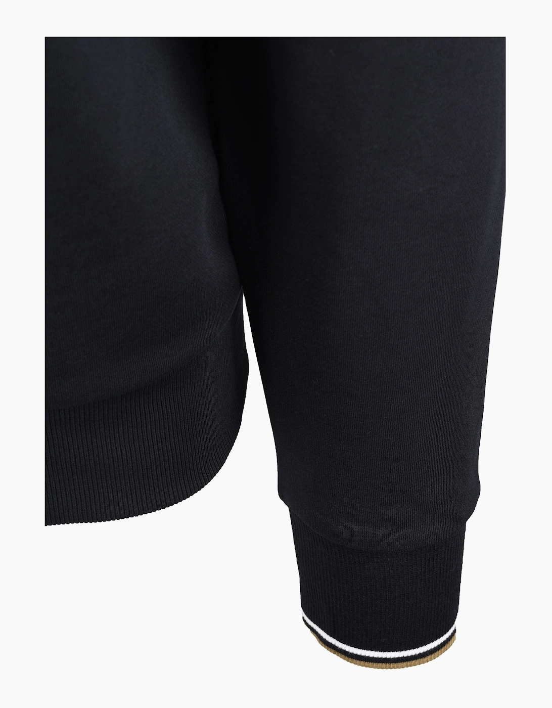 FRED PERRY HALF ZIP SWEATSHIRT BLACK/ SNOW WHITE/ BRONZE