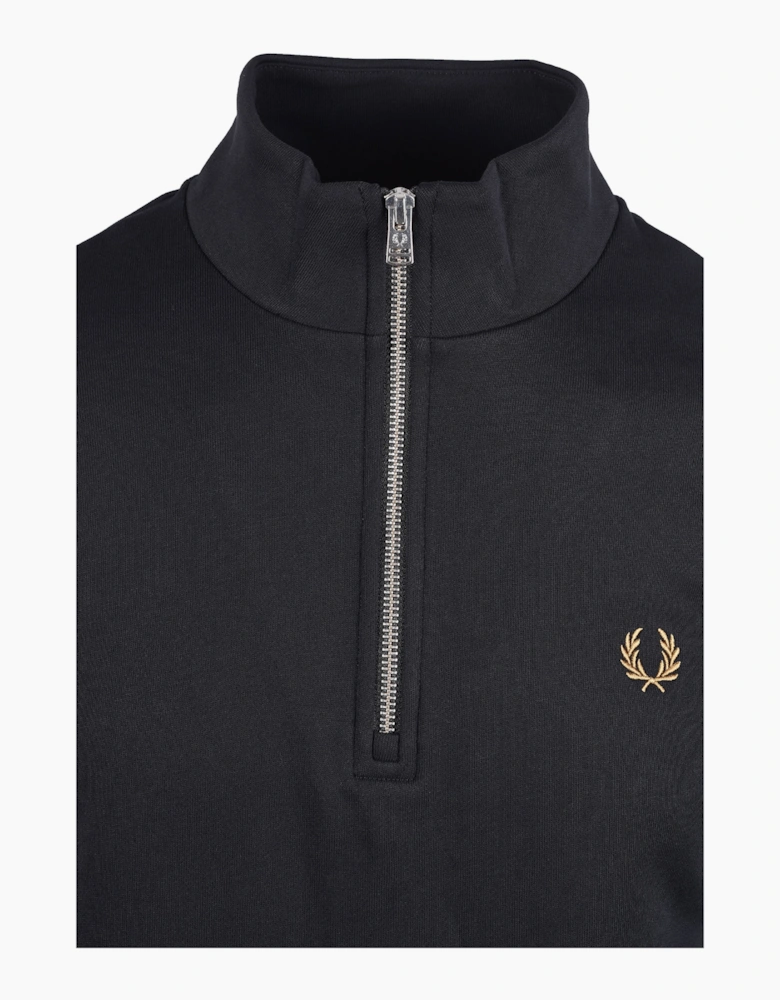 FRED PERRY HALF ZIP SWEATSHIRT BLACK/ SNOW WHITE/ BRONZE