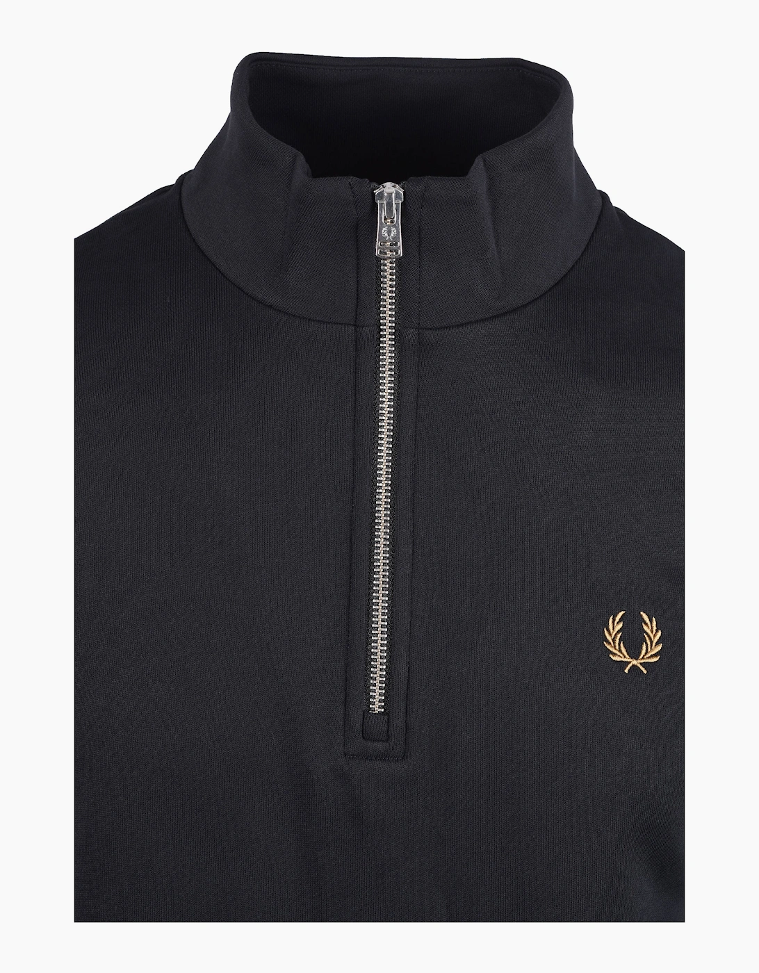 FRED PERRY HALF ZIP SWEATSHIRT BLACK/ SNOW WHITE/ BRONZE