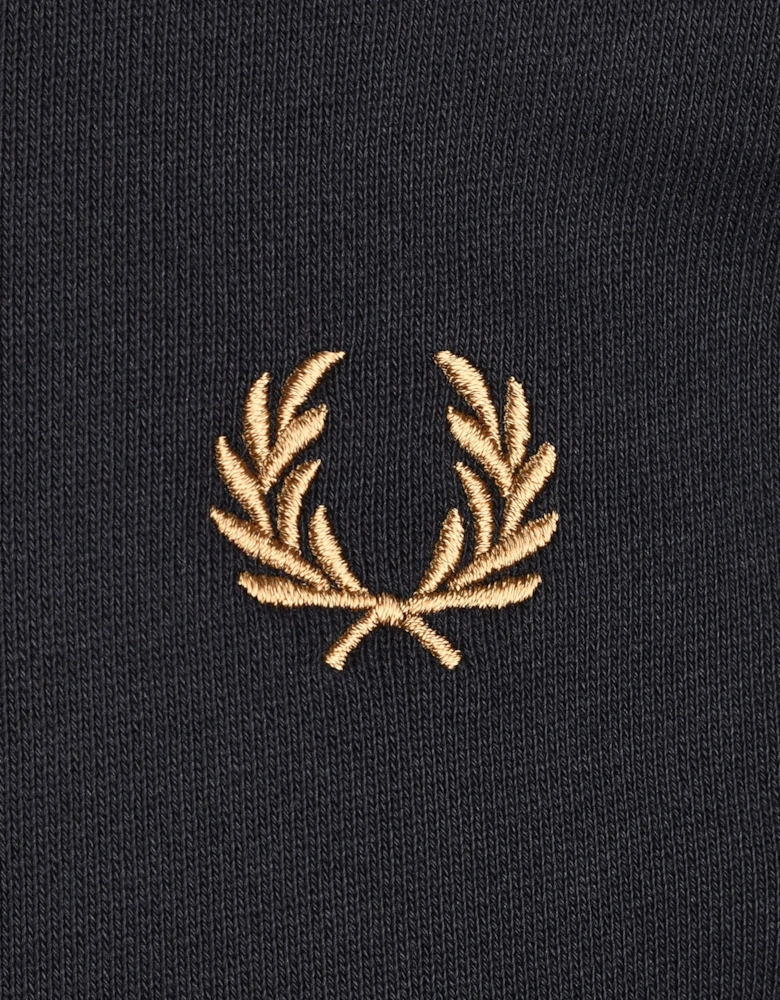 FRED PERRY HALF ZIP SWEATSHIRT BLACK/ SNOW WHITE/ BRONZE