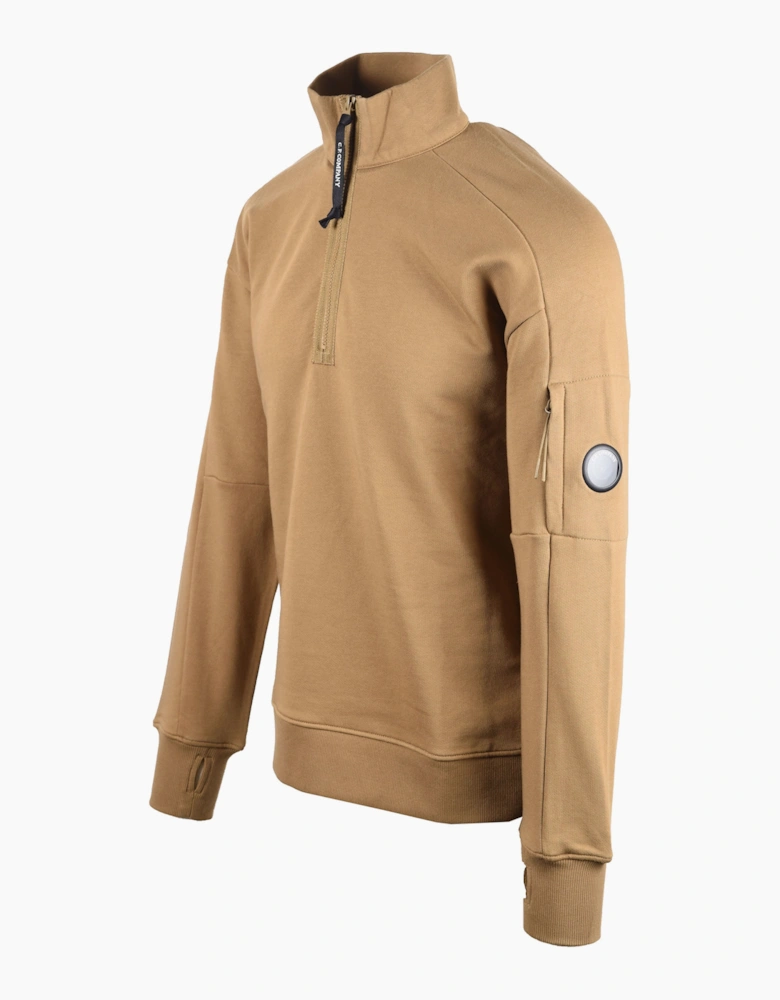 CP COMPANY DIAGONAL RAISED HALF ZIP SWEATSHIRT ERMINE
