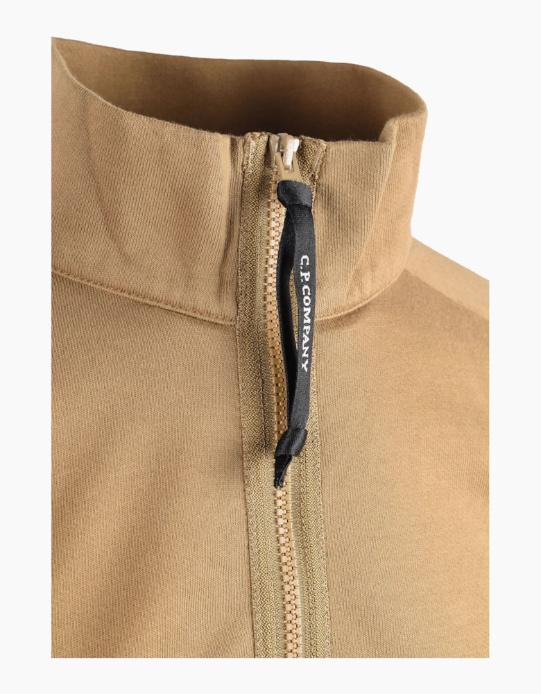 CP COMPANY DIAGONAL RAISED HALF ZIP SWEATSHIRT ERMINE