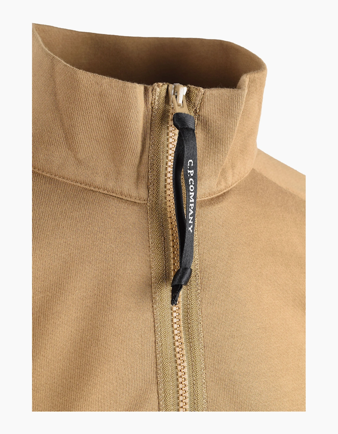 CP COMPANY DIAGONAL RAISED HALF ZIP SWEATSHIRT ERMINE
