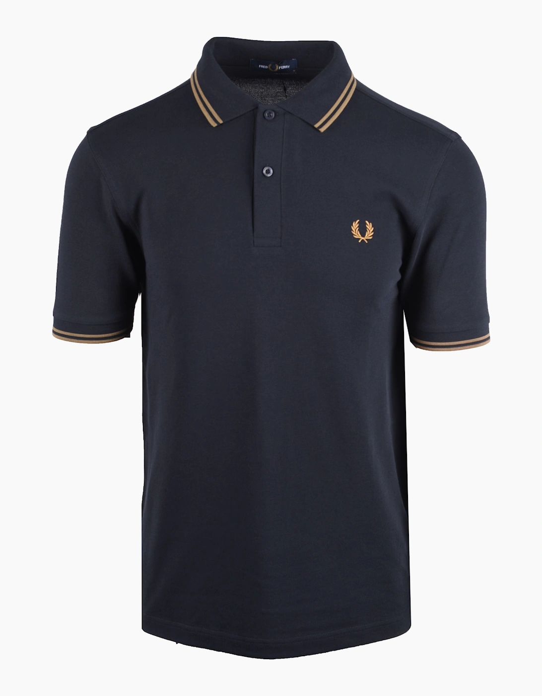 FRED PERRY TWIN TIPPED POLO NAVY/BRONZE
