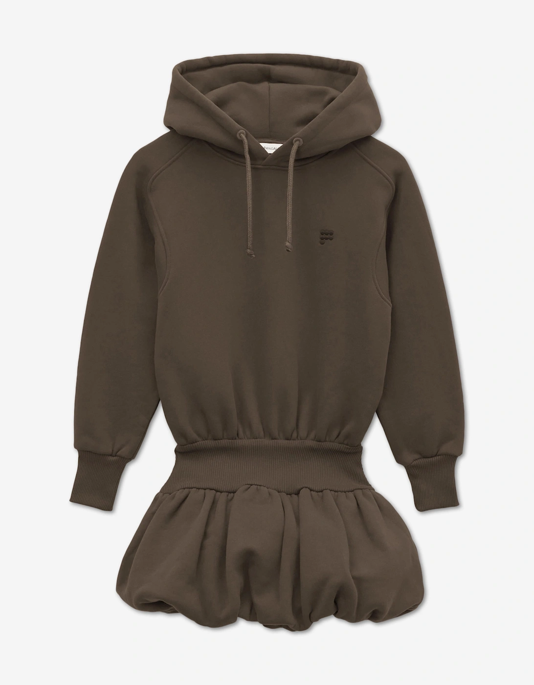 PANGAIA Girls Heavyweight Hoodie Balloon Dress in Brown