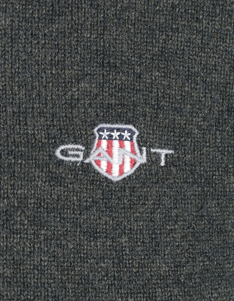 GANT SUPERFINE LAMBSWOOL HALF ZIP DARK MOSS GREEN