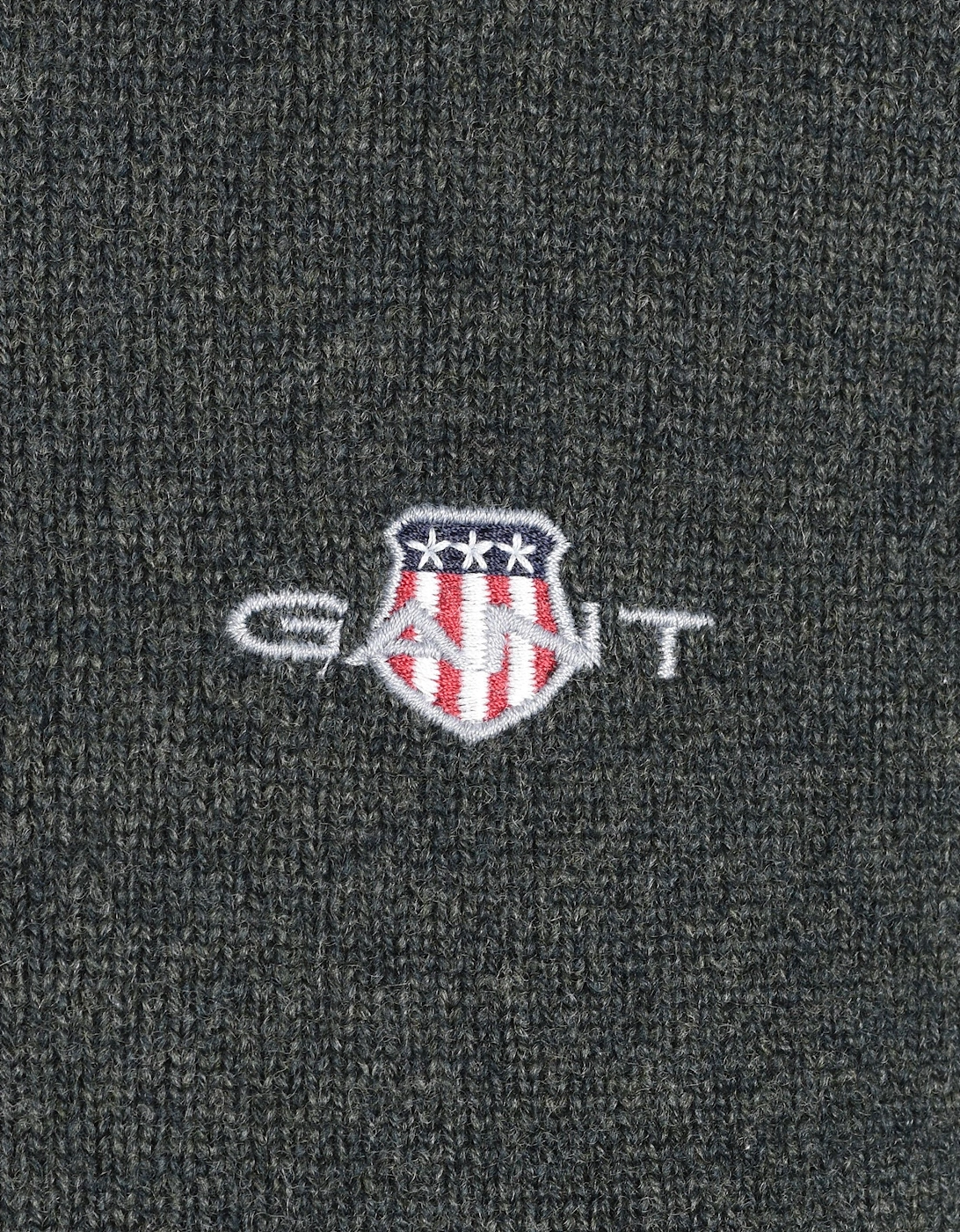 GANT SUPERFINE LAMBSWOOL HALF ZIP DARK MOSS GREEN